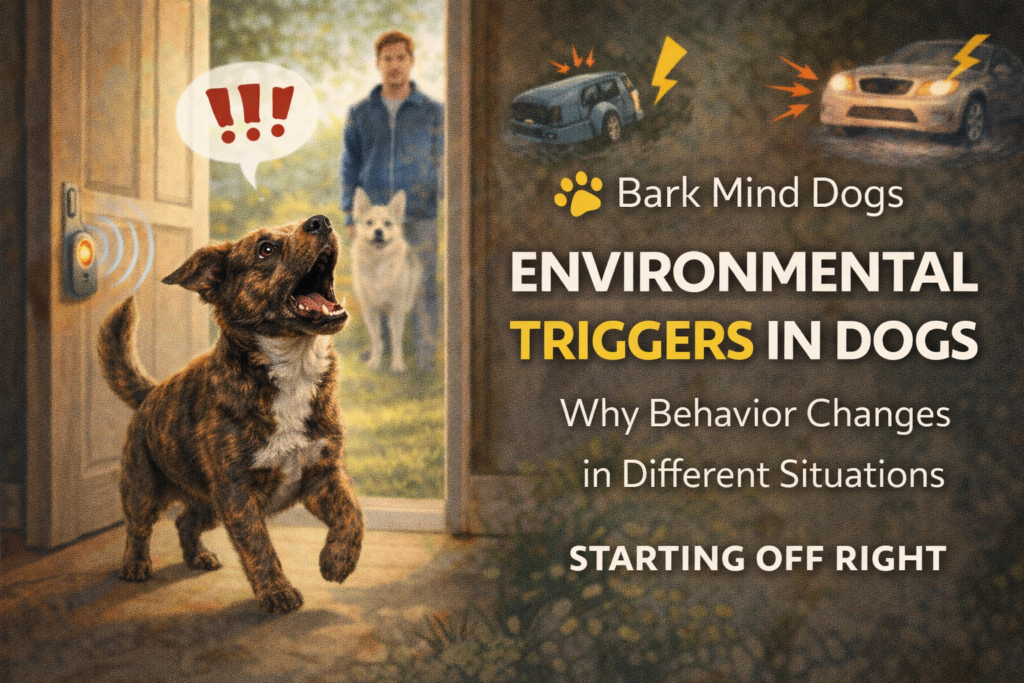 environmental triggers in dogs dog reacting to doorbell person and other dog behavior triggers