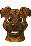 Bark Mind Dogs logo cartoon dog face representing dog behavior and communication