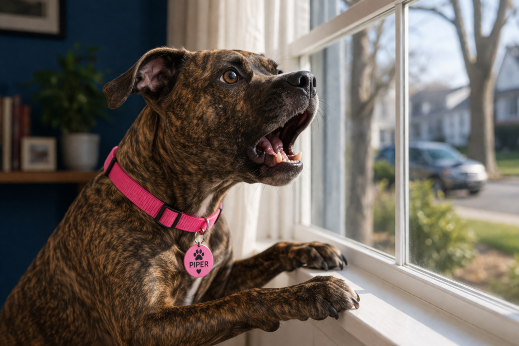 dog barking at window due to environmental trigger behavior