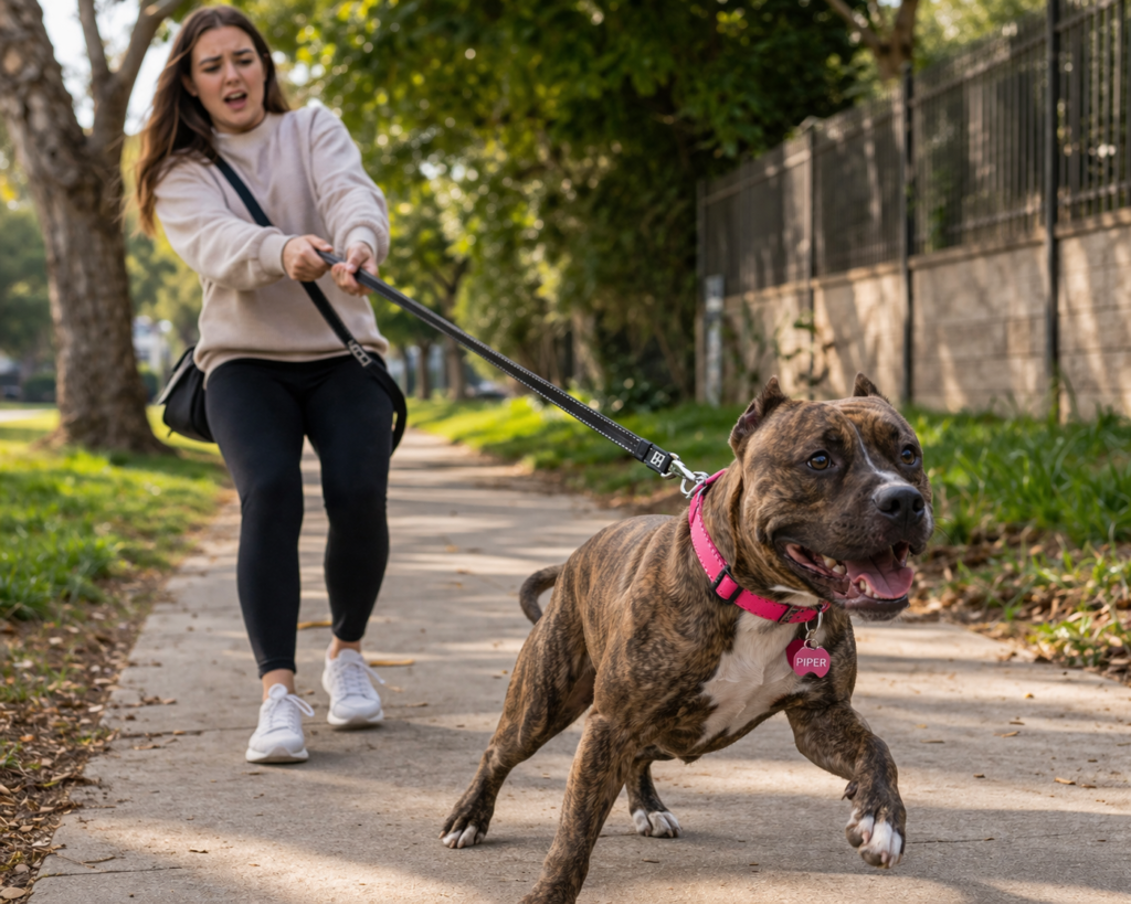 dog pulling on leash being reinforced by forward movement behavior mistake