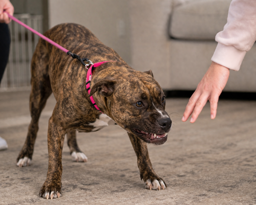 dog giving warning signal growl tense posture punishment mistake in dog training