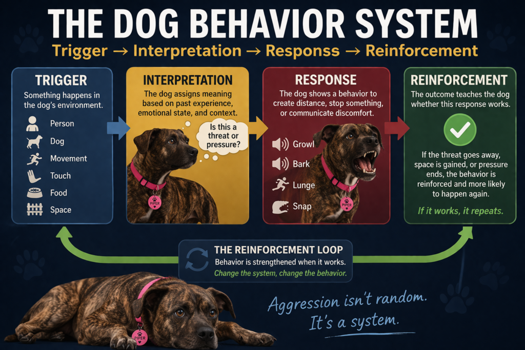 dog aggression trigger interpretation response behavior system