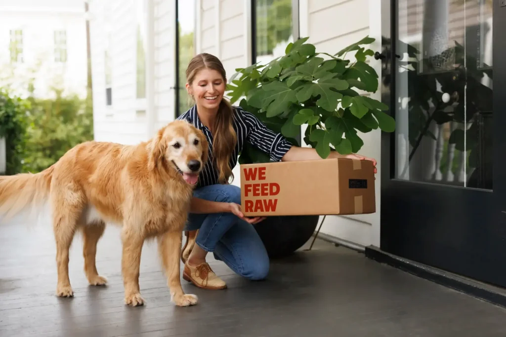 We Feed Raw: Tell us about your dog.
Customize our recommendation with your preferences.
Meals come directly to your door with free shipping.
Your first box includes a starter guide and free extras.
You can pause, cancel, or change your plan anytime.